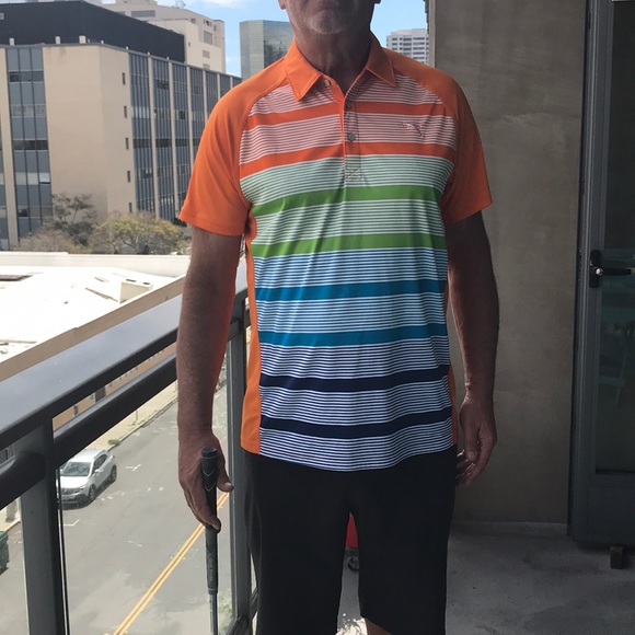 Puma Striped Golf Shirt - Picture 1 of 5